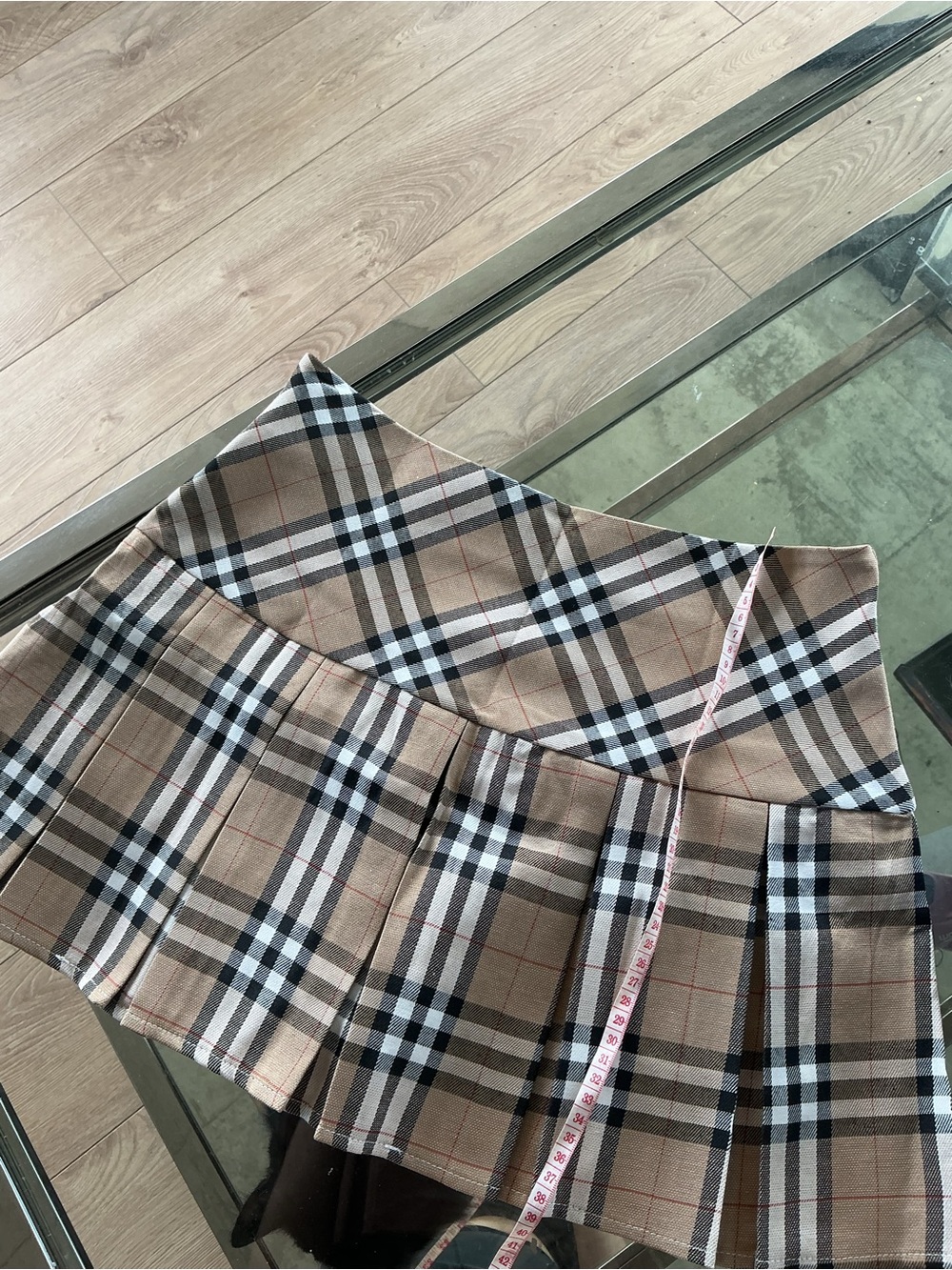 Burberry Beige Plaid Mini Skirt